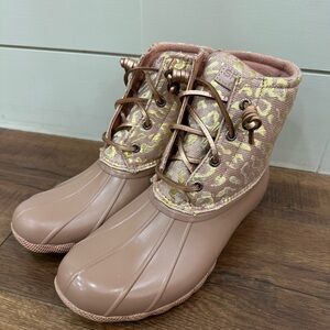 Sperry Women's Tan and Gold Duck Boots